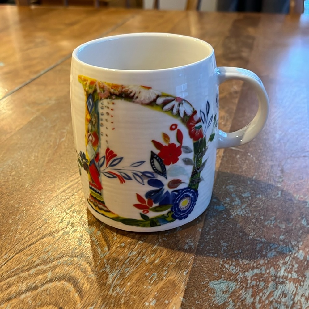 Anthropologie Starla Halfmann Monogram Mug D Cup